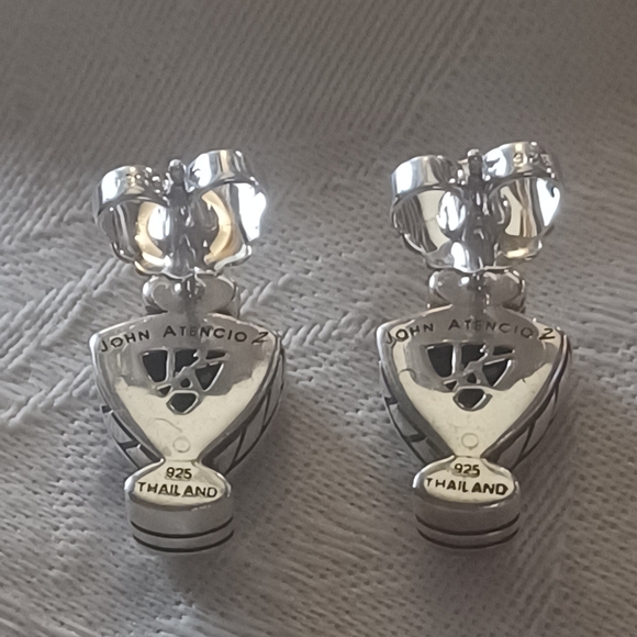 John Atencio Amethyst and Diamond Stud Earrings, SS - Picture 6 of 11